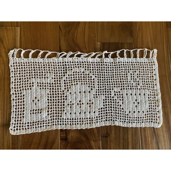 Handmade Crochet White Coffee Short Curtain Valance Panels 100% Cotton - Picture 3 of 6